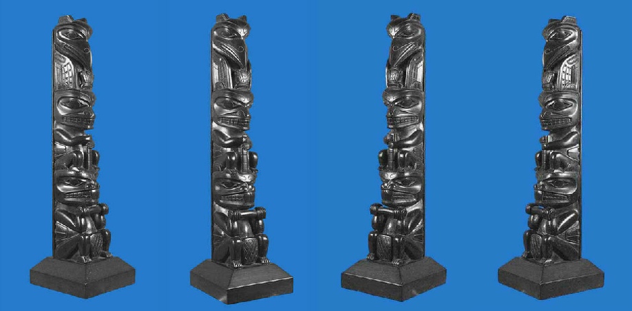 three figure argillite totem pole
